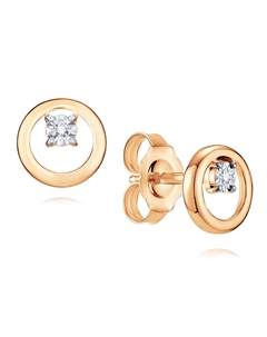 Пусеты из красного золота с бриллиантами Адамас