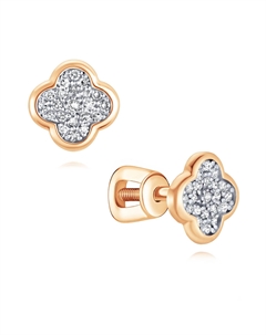 Пусеты из красного золота с бриллиантами Адамас