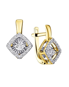 Серьги из желтого золота с "танцующими" бриллиантами Адамас