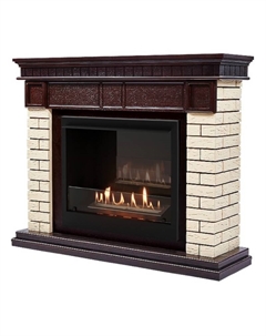 Каминокомплект НС-1660820: Биокамин BFP/P-2520, портал Bricks 25 камень бежевый, шпон темный дуб Firelight