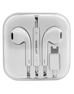 Наушники вкладыши ERGOLUX ELX-WHP03-С01 проводные Type-C белый Нет марки