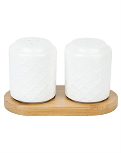 Набор для специй NOUVELLE HOME Naturel 2предмета на подставке фарфор бамбук Нет марки