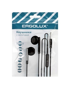 Наушники вкладыши ERGOLUX ELX-WHP01P-С02 проводные с микрофоном черный Нет марки