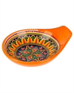 Блюдо NOUVELLE HOME Arabesque 12х10х4см с ручкой для оливок фарфор желтый Нет марки