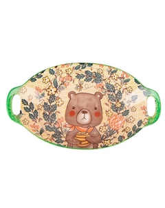 Блюдо NOUVELLE HOME Kawaii Forest.Bear 27х16см овальное с ручками фарфор Нет марки