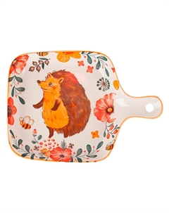 Блюдо NOUVELLE HOME Kawaii Forest Hedgehog 22х16см квадратное с ручкой фарфор Нет марки
