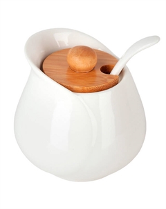 Сахарница NOUVELLE HOME Naturel 180мл с ложкой фарфор, бамбук Нет марки