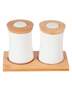 Набор для специй NOUVELLE HOME Naturel 2 предмета на подставке фарфор, бамбук Нет марки