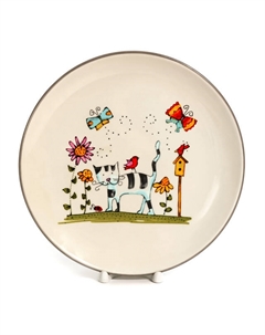 Блюдо Полосатый Кот 24см круглое керамика Нет марки