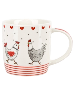 Кружка NOUVELLE HOME Курочки Серые Сердечки 360мл фарфор Нет марки