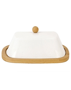 Масленка NOUVELLE HOME Naturel 20,5х14,5х8,5см фарфор, бамбук под.уп. Нет марки