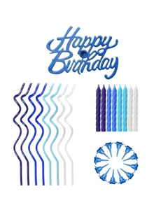Набор для торта FIOLENTO Happy Birthday: свечи 16х6см, 8х14см 1,5ч/г, топпер Happy Birthday Нет марки
