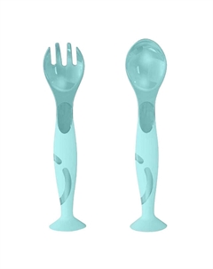 Набор столовых приборов KIDFINITY 2 предмета детский на присосе пластик зеленый Нет марки