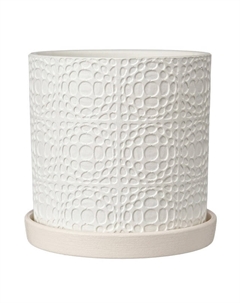 Горшок бетонный с поддоном иллюзия белый цилиндр 1,82 л Нет марки