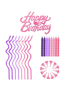 Набор для торта FIOLENTO Happy Birthday: свечи 16х6см, 8х14см 1,5ч/г, топпер Happy Birthday Нет марки