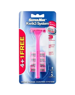 Станок для бритья SUPER-MAX Kwik3 System for Women + 4 кассеты 3 лезвия Нет марки