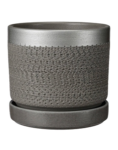 Горшок керамический с поддоном брюссель серый серебро цилиндр 1,48 л Нет марки