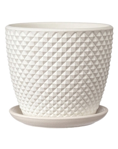 Горшок бетонный с поддоном грань белый бутон 0,7 л Нет марки