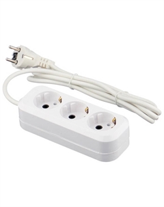 Удлинитель ДИП 2м 3-местный с/з IP20 ПВС 3х0,75 белый Нет марки