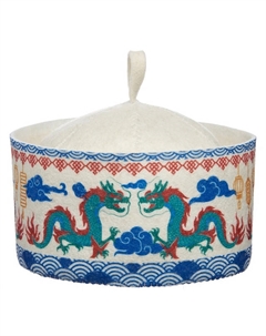 Шапка банная Драконы орнамент фетр с принтом белая Нет марки