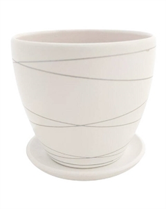 Горшок керамический с поддоном 1,4 л белый Нет марки