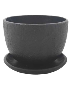 Горшок керамический с поддоном 0,5 л антрацитово-серый Нет марки