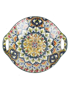 Блюдо NOUVELLE HOME Arabesque 23,5х20х4,5см с ручками фарфор зеленый Нет марки