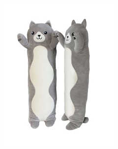 Подушка декоративная валик Кот вертикальный 81х21см серая, арт.ПД-Кот вертик С Нет марки