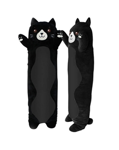 Подушка декоративная валик Кот вертикальный 81х21см черная, арт.ПД-Кот вертик Ч Нет марки