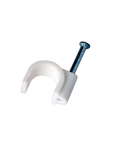 Скоба для крепления кабеля круглая 4мм 50 штук белая Нет марки