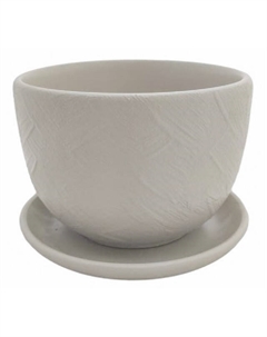 Горшок керамический с поддоном 0,5 л светло-серый Нет марки