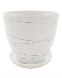 Горшок керамический с поддоном 2,4 л белый Нет марки
