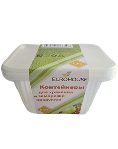 Набор контейнеров 5шт 1,5л 18,6х13,2х13см квадратный пластик Нет марки