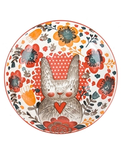 Тарелка NOUVELLE HOME Kawaii Forest. Bunny 21см глубокая фарфор Нет марки