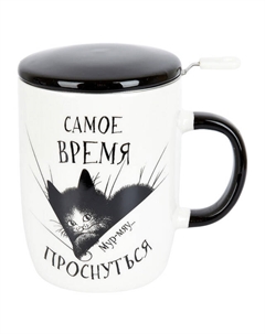 Кружка BONA DI Кошачьи истории 450мл с крышкой и фильтром фарфор микс дизайна Нет марки