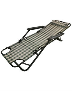 Кресло-шезлонг складной 153х60х80см клетка зелено-бежевый Нет марки