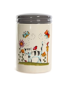 Банка для продуктов Полосатый Кот 0,85л с крышкой круглая керамика Нет марки