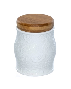 Банка для продуктов Роза 0,6л с крышкой круглая фарфор, дерево Нет марки