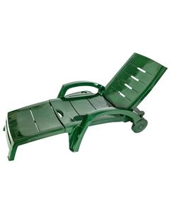 Шезлонг складной 186х76х88см на колёсах тёмно-зелёный пластик Нет марки