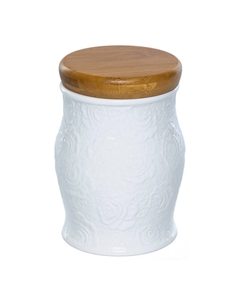 Банка для продуктов Роза 1л с крышкой круглая фарфор, дерево Нет марки