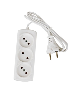 Удлинитель 10м 3 гнезда б/з 2х0,75 белый Реальная электрика