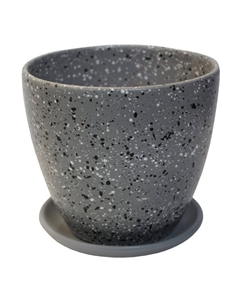 Горшок керамический с поддоном Гранит 1,4л d14см серый Нет марки