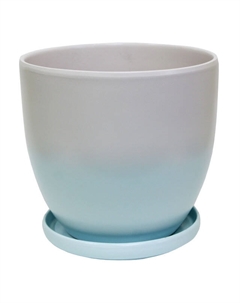 Горшок керамический с поддоном Овал 4,7л d21см градиент бело-голубой Нет марки