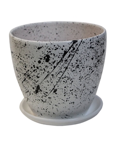 Горшок керамический с поддоном Абстракция 1,4л d14см серый Нет марки