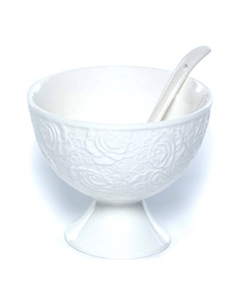 Креманка Роза 20см с ложкой фарфор Нет марки