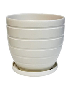 Горшок керамический с поддоном Рельеф 1,4л d14см жемчуг Нет марки