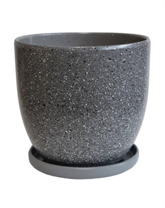 Горшок керамический с поддоном Гранит 4,7л d21см серый Нет марки