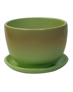 Горшок керамический с поддоном Шар 0,5л d13см бежево-зеленый градиент Нет марки