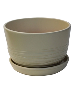 Горшок керамический с поддоном Спираль 1,65л d17см слоновая кость Нет марки