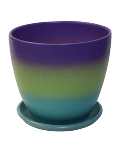Горшок керамический с поддоном Овал 1,4л d14см градиент три цвета Нет марки